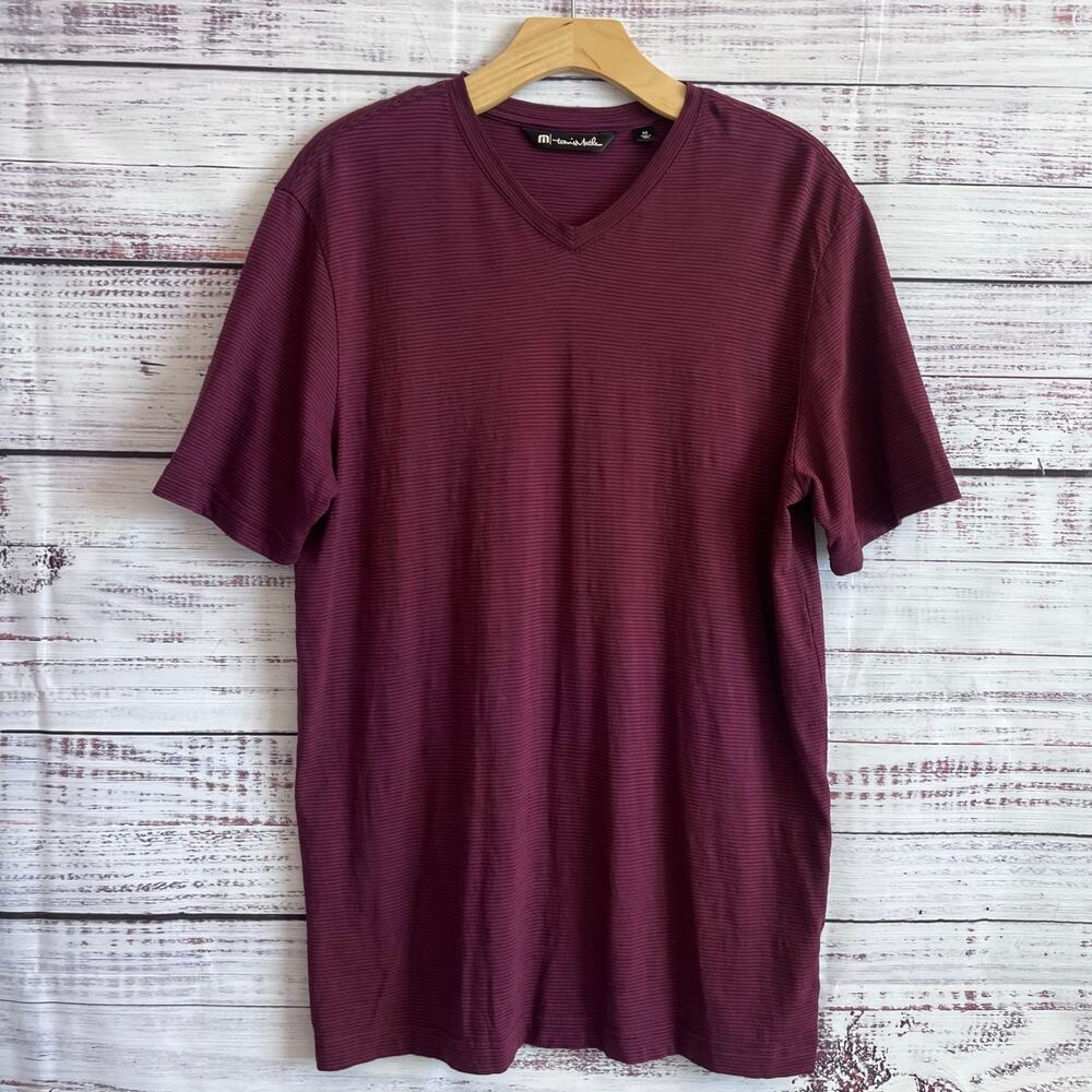 Travis Mathew Trumble V-Neck Shirt Burgundy Size Medium